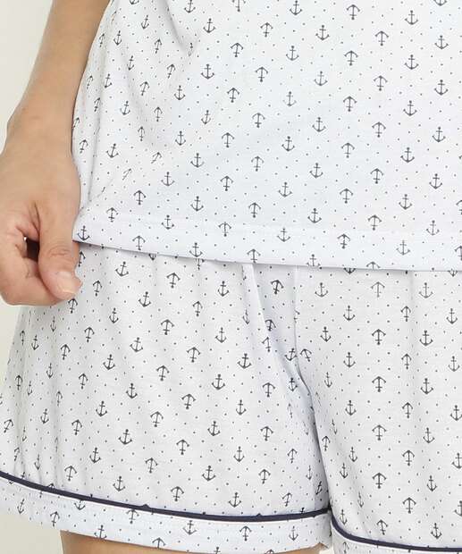 Pijama Feminino Estampa Âncora Manga Curta Marisa