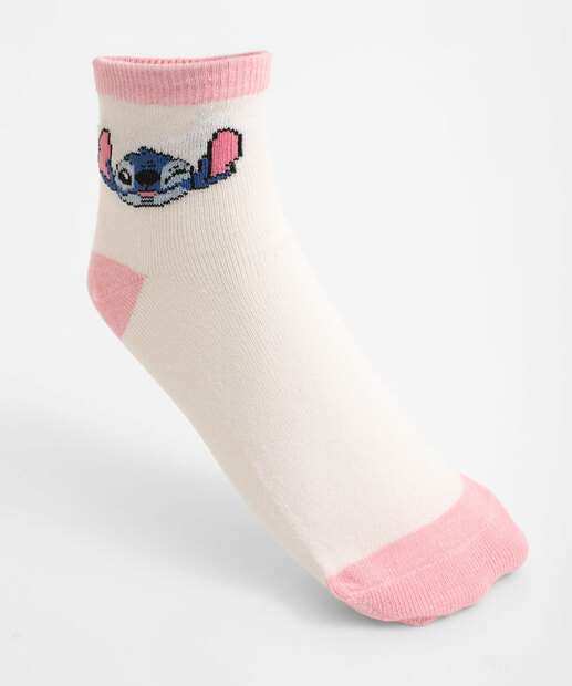 Kit 2 Meias Infantil Estampa Stitch Disney