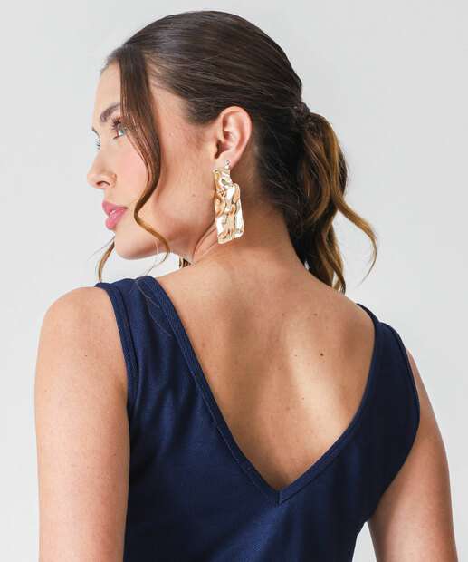 Macacão Feminino Pantalona Cinto Marisa Azul