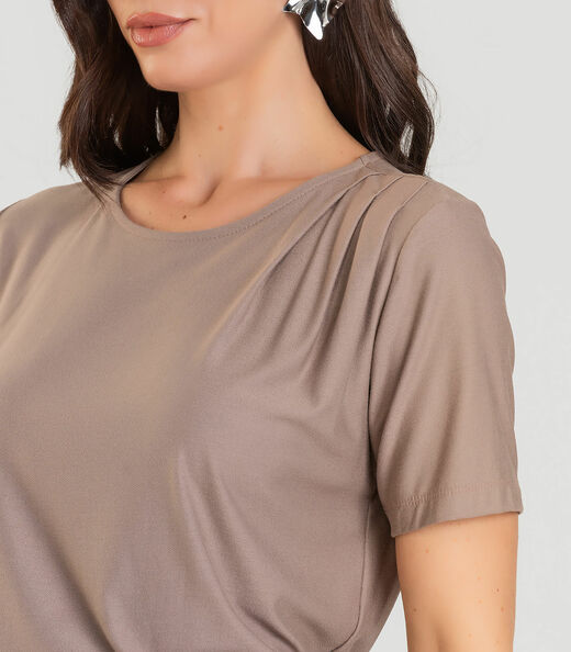 Blusa Feminina Manga Curta Dianna Marrom