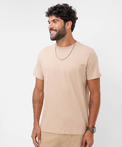 Image_Camiseta Masculina Básica Manga Curta Marisa Bege
