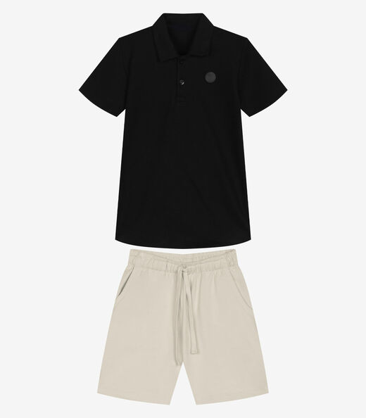 Conjunto Infantil Polo Com Bermuda Trick Nick Preto