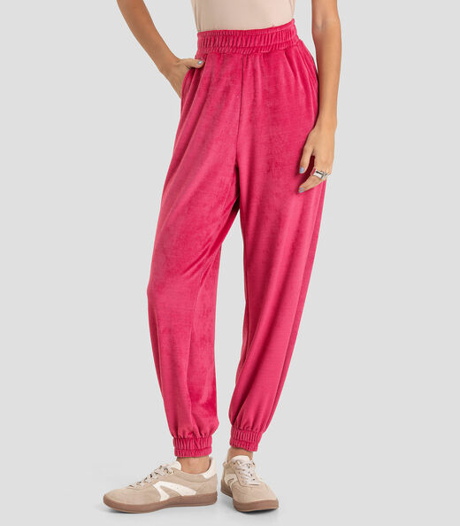 Calça Feminina Jogger Veludo Cotelê Dianna Vermelho