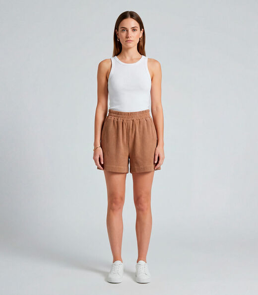 Image_Shorts Feminino Moletinho Gorgurinho Infinita Cor Marrom