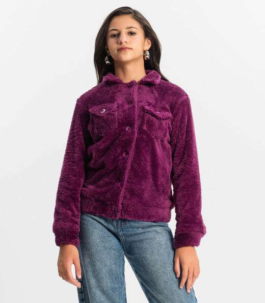 Image_Jaqueta Juvenil Feminina Com Pelo Minty Roxo