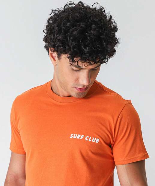 Camiseta Masculina Estampa Costas Manga Curta MR Laranja