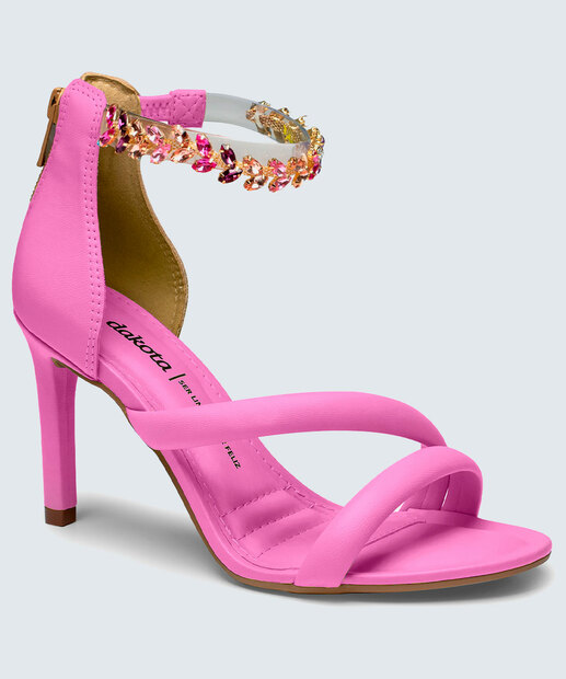 Sandália Salto Fino Feminina Pedraria Dakota