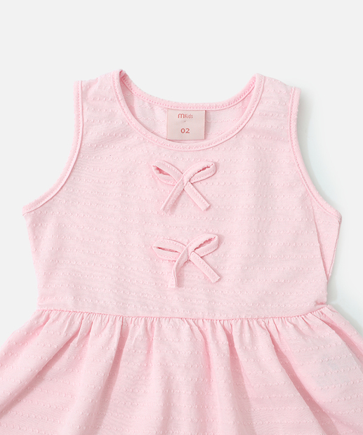 Vestido Infantil Textura Laços Marisa Tam 1 a 3 Rosa