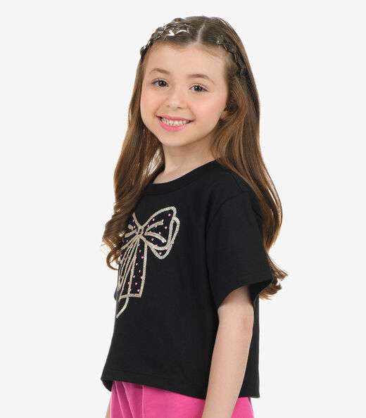 Conjunto Blusa com Shorts Meia Malha Rovi Kids Preto