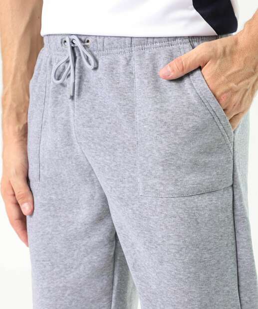 Calça Masculina Fitness Moletom Reta Bolsos MR Cinza