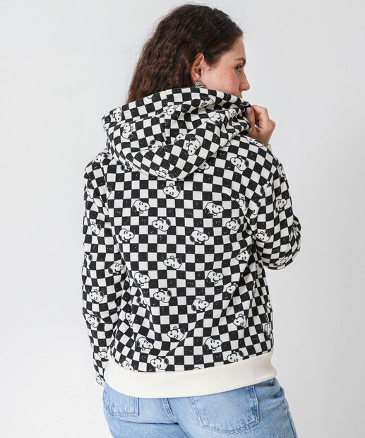 Casaco Feminino Moletom Capuz Snoopy Preto