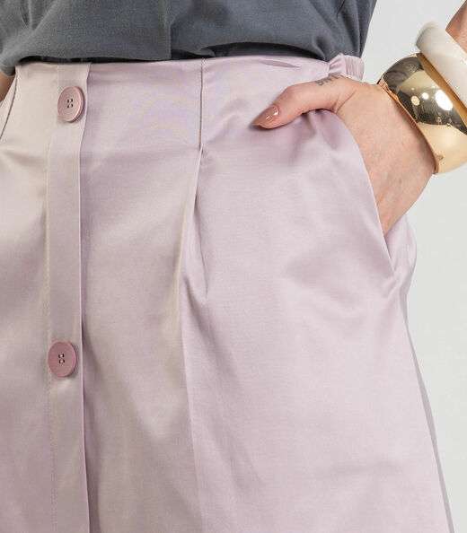 Saia Midi em Tecido Plano Dianna Cinza