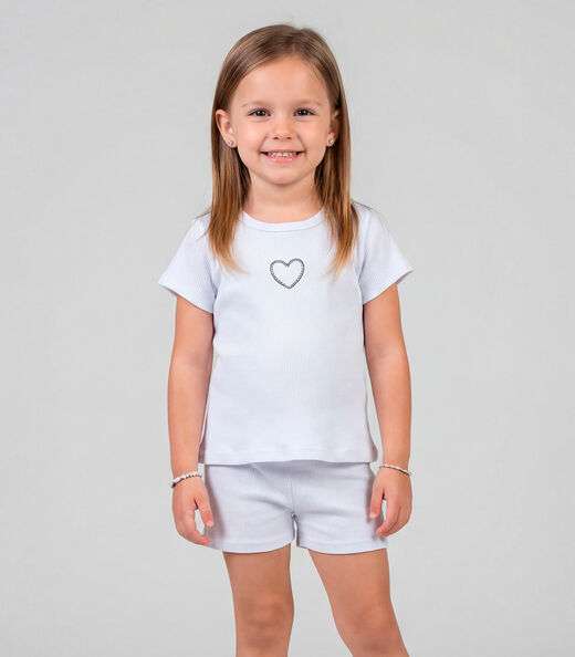 Conjunto Infantil Feminino Blusa e Short Select Branco