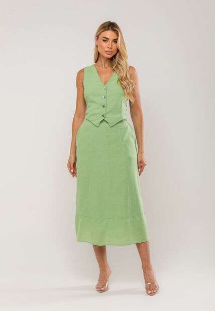 Conjunto Com Colete e Saia Midi Verde Salvatore