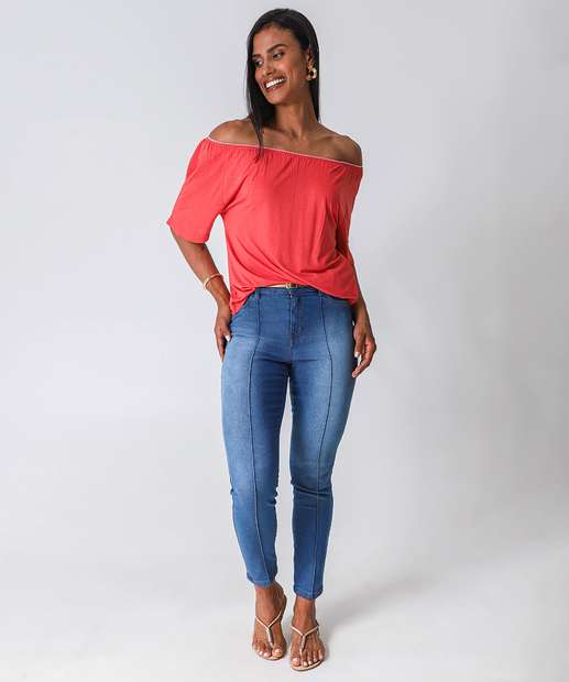 Blusa Feminina Ciganinha Manga Curta Marisa Vermelho