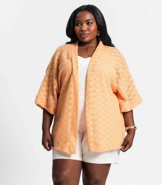 Image_Kimono Feminino Plus Size Em Tricot Secret Glam Laranja