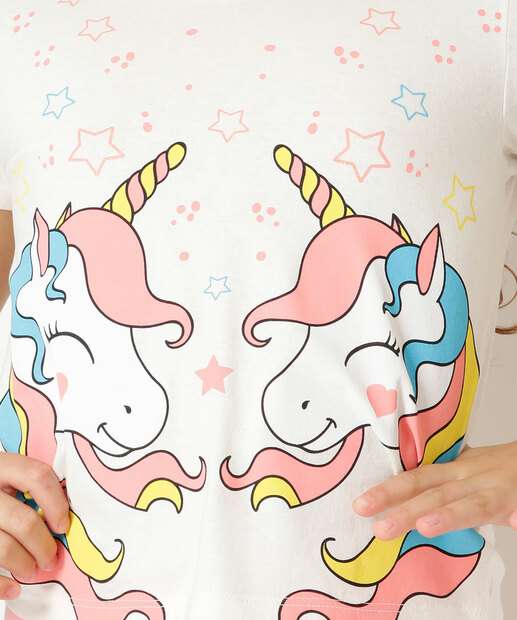 Conjunto Infantil Estampa Unicórnio Marisa Tam 4 a 10