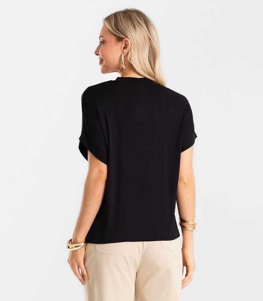 Blusa Feminina Visco Tricot Ribana Viscose Rovitex Preto