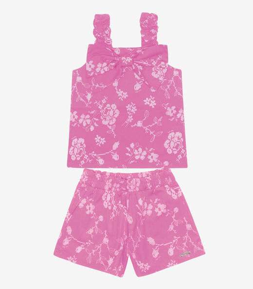 Image_Conjunto Blusa E Shorts Popeline Floral Trick Nick Rosa