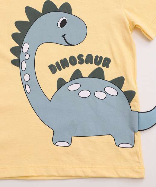 Camiseta Infantil Dinossauro Interativo MR Tam 1 a 3 Amarelo