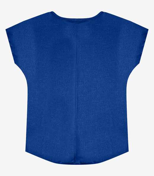 Blusa Feminina Básica Em Malha Golf Infinita Cor Azul
