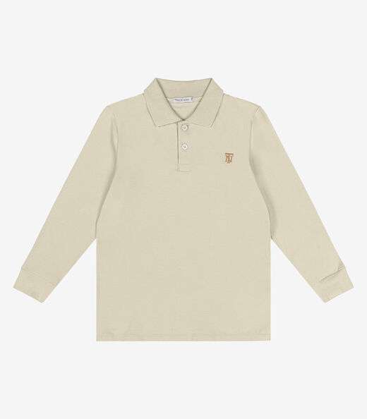 Polo Infantil Masculino Manga Longa Trick Nick Bege