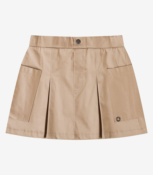 Saia Feminina Cargo e Botão Decorativo Minty Marrom
