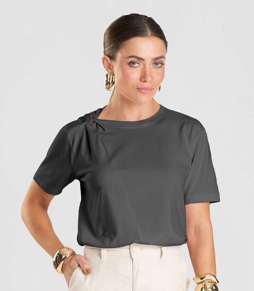 Image_Blusa Feminina Com Detalhe em Nó Dianna Cinza