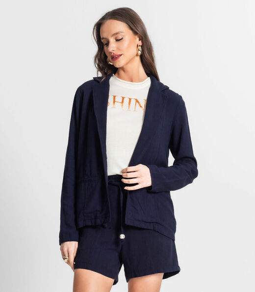 Blazer De Linho Strong Feminino Endless Azul