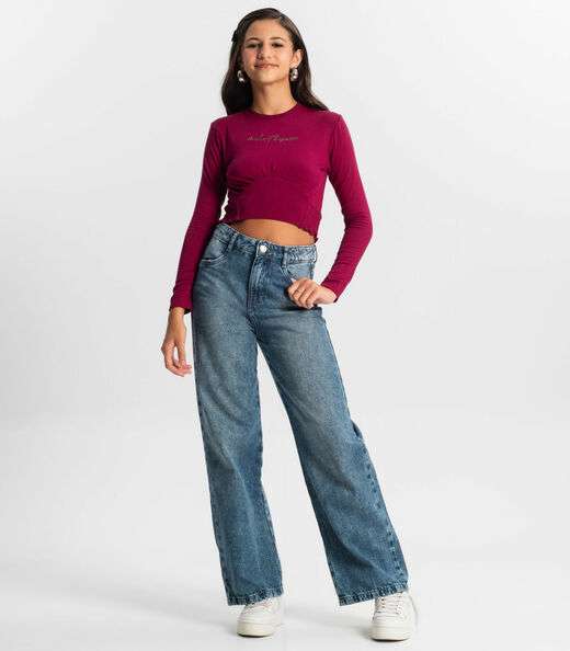 Blusa Juvenil Manga Longa Minty Vermelho