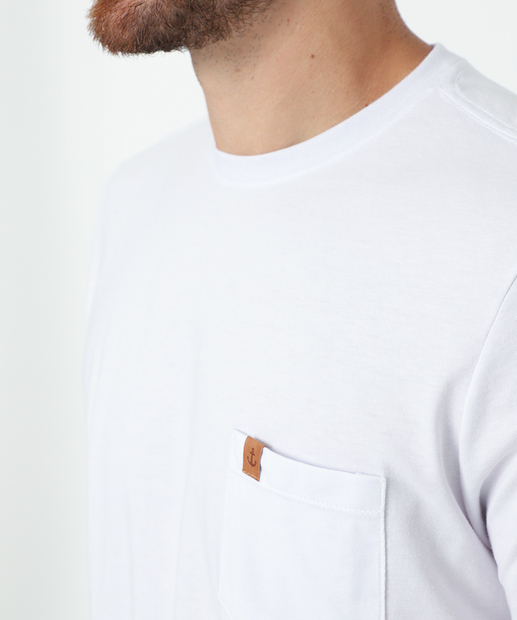 Camiseta Masculina Básica Bolso Marisa Branco