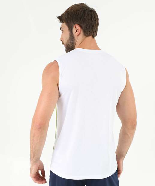 Regata Masculina Fitness Detalhe Viés MR Branco