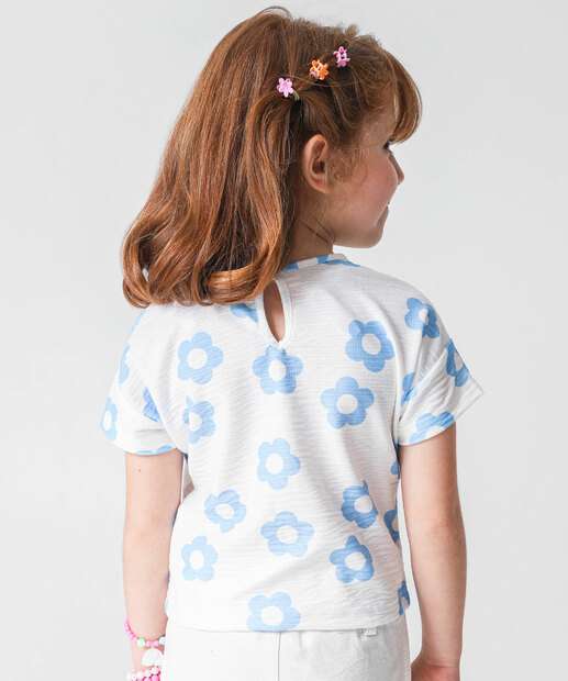 Blusa Infantil Textura Flores Marisa Tam 4 a 10 Branco