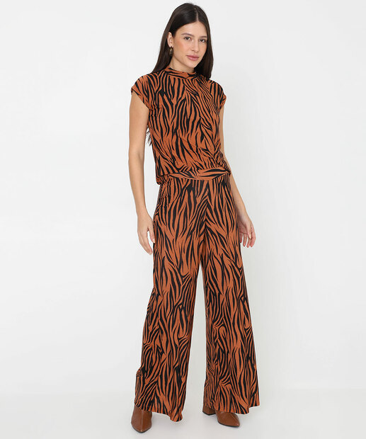 Image_Calça Pantalona Feminina Animal Print Marisa Marrom