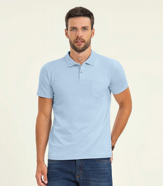 Image_Polo Masculina Com Bolso Cotton Leve Diametro Azul