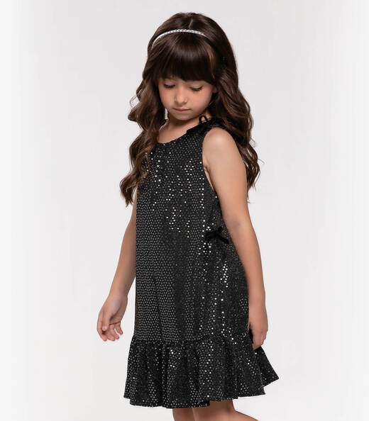 Vestido Infantil Em Lantejoula Trick Nick Preto
