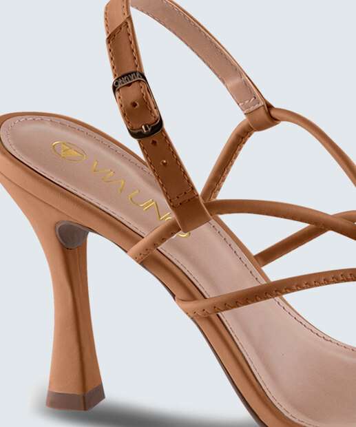 Sandália Salto Fino Feminina Tiras Via Uno