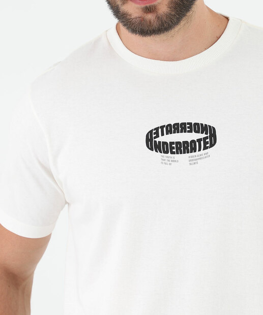 Camiseta Masculina Estampa Frontal Marisa Off White