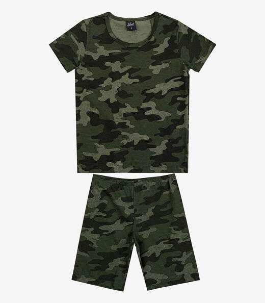 Pijama Infantil Camiseta e Bermuda Select Verde