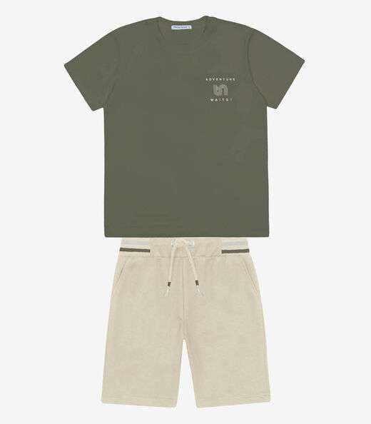Conjunto Infantil Camiseta Com Bermuda Trick Nick Verde