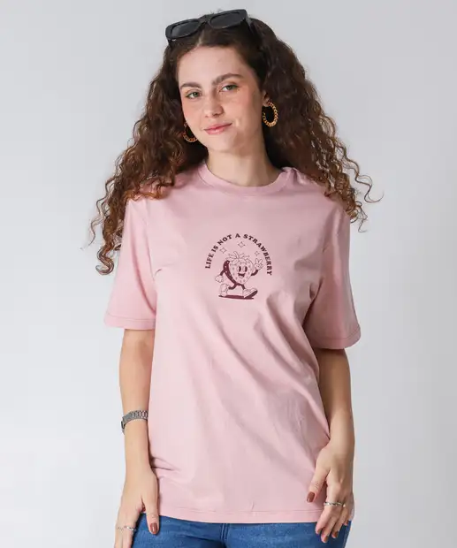 Image_Camiseta Feminina Oversized Estampada Marisa Rosa