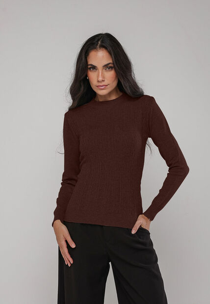 Image_Blusa de Tricot Com Tramas Texturizada Marrom Salvatore