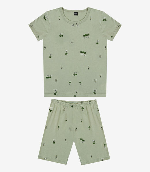 Pijama Infantil Camiseta e Bermuda Select Verde