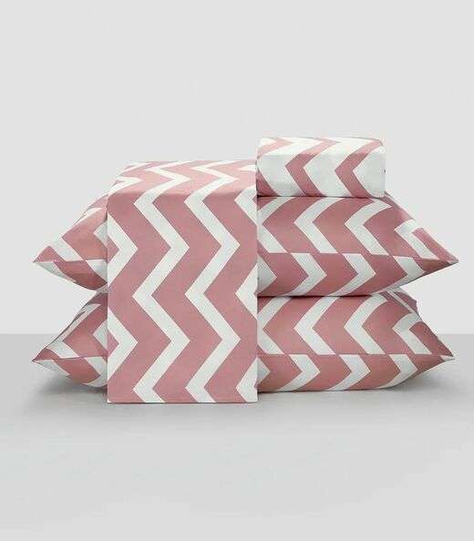 Jogo De Cama Chevron solteiro Lar E Lazer Rosa