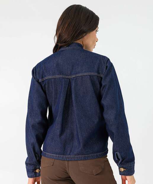 Jaqueta Feminina Jeans Bolsos Marisa Azul