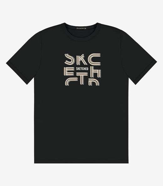 Camiseta Masculina em Meia Malha Diametro Preto