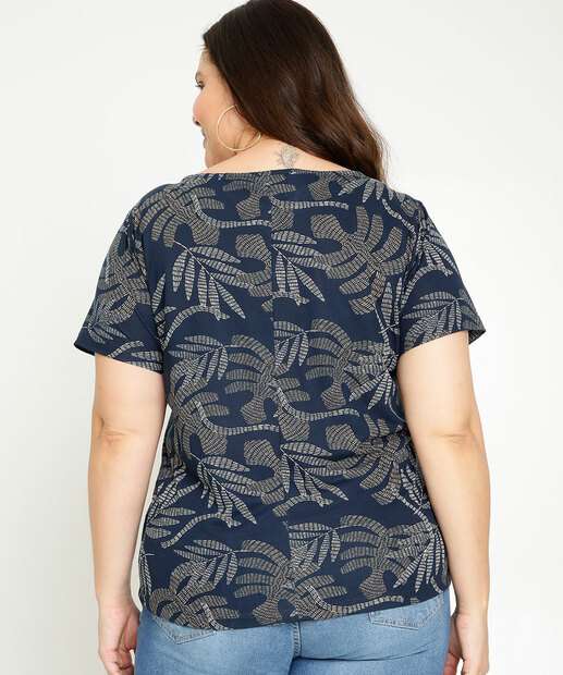 Blusa Plus Size Feminina Estampa Folhas Marisa