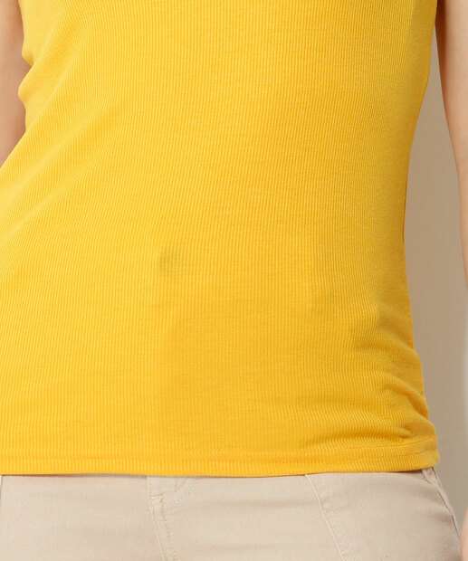 Blusa Feminina Básica Canelada Manga Curta Marisa