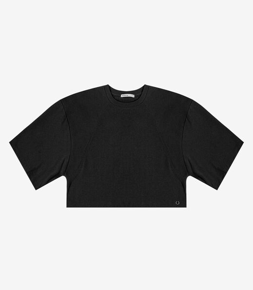 T- Shirt Feminina em Malhão e Ribana Endless Preto