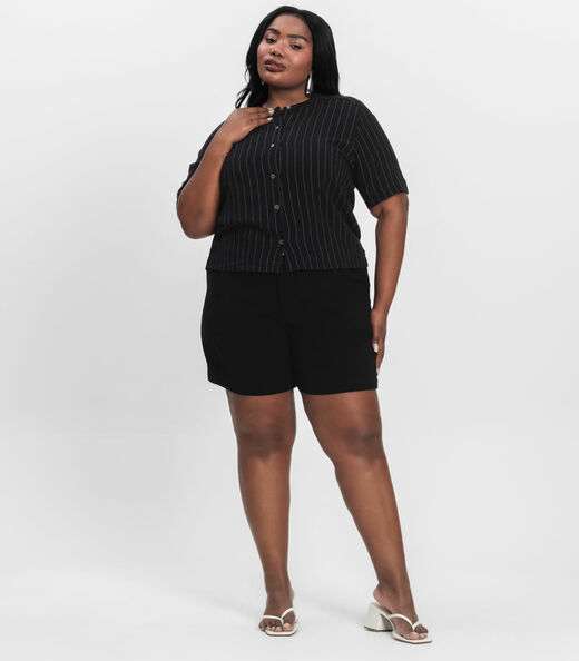 Camisa Manga Curta Plus Size Secret Glam Preto
